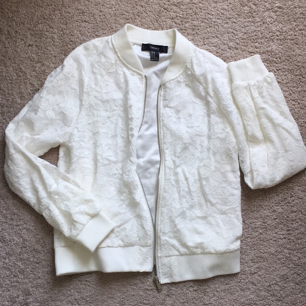 Forever 21 Lace Bomber Jacket Medium